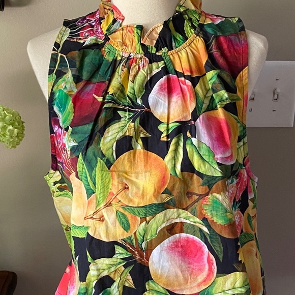 NWT Anthropologie Maeve Poplin Ruffle Neck Sleeveless Top Medium - Picture 3 of 6